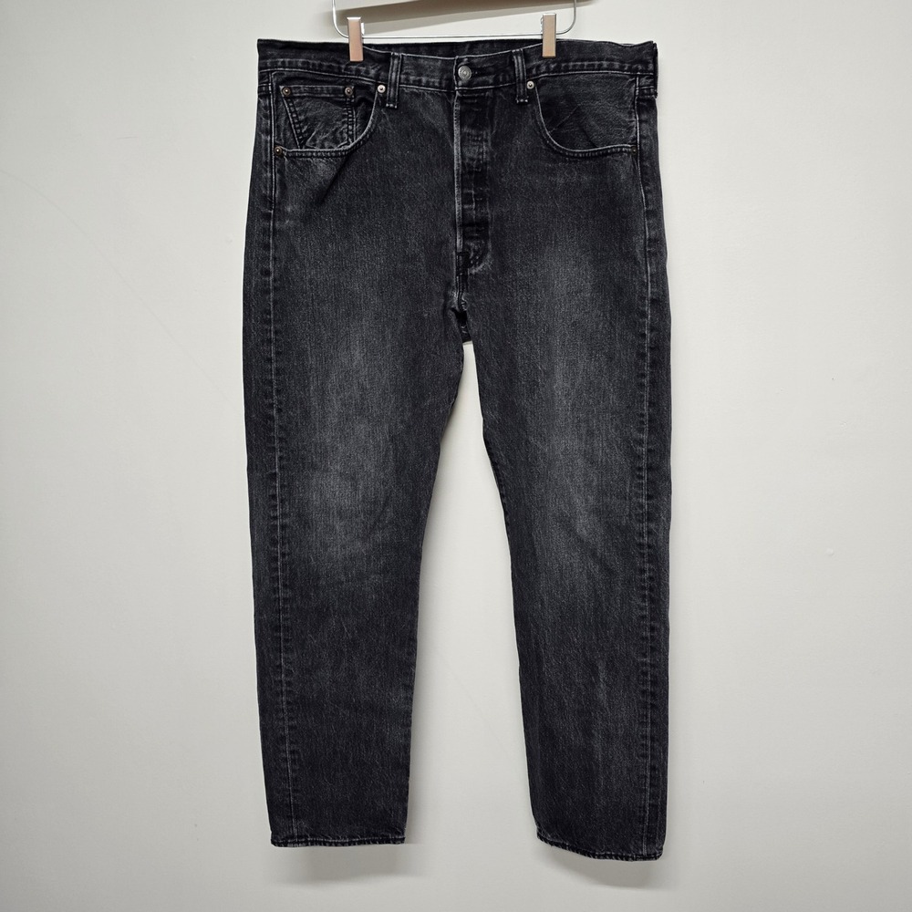 Levis 501 CT Jeans Mens 38x32 Black Cotton Tapered Leg Faded Streetwear